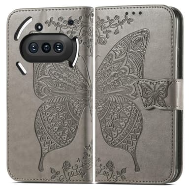 SKALO Nothing Phone (3a) 5G Mandala Butterfly Plånboksfodral - Grå