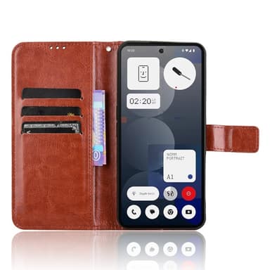 SKALO Nothing Phone (3a) Pro 5G PU-läder Plånboksfodral - Brun - Brun