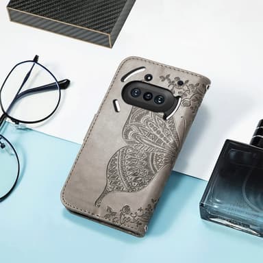 SKALO Nothing Phone (3a) 5G Mandala Butterfly Plånboksfodral - Grå