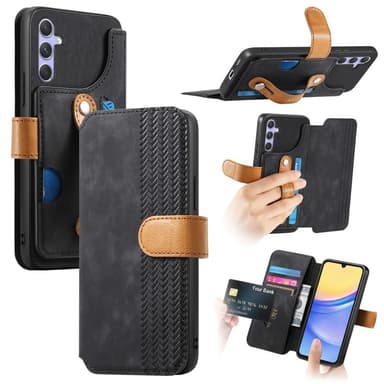 SKALO Samsung A26 5G SW-01 Retro PU-Läder Plånboksfodral - Svart