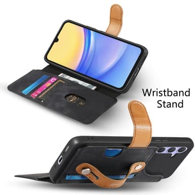 SKALO Samsung A26 5G SW-01 Retro PU-Läder Plånboksfodral - Svart