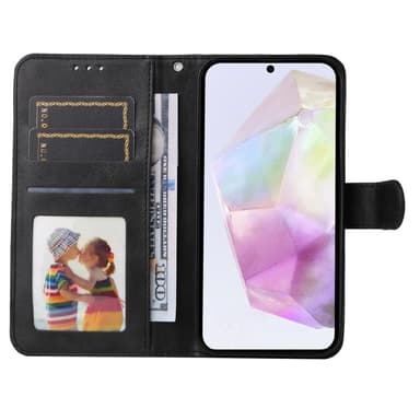 SKALO Samsung A56 5G PU-läder Plånboksfodral - Svart