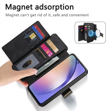 SKALO Samsung A36 5G 2-i-1 Magnet PU-Läder ring Plånboksfodral - Svart