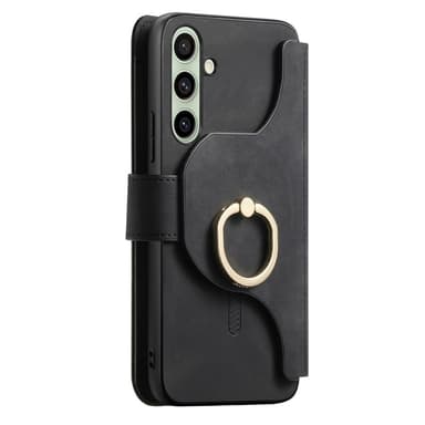 SKALO Samsung A36 5G 2-i-1 Magnet PU-Läder ring Plånboksfodral - Svart