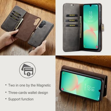 DG MING Samsung A26 5G 2-i-1 Magnet Plånboksfodral - Grå