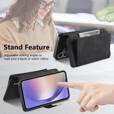 SKALO Samsung A36 5G 2-i-1 Magnet PU-Läder ring Plånboksfodral - Svart