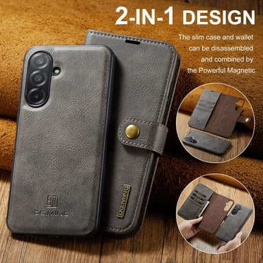 DG MING Samsung A26 5G 2-i-1 Magnet Plånboksfodral - Grå