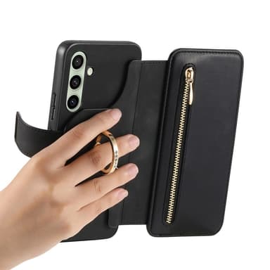 SKALO Samsung A36 5G 2-i-1 Magnet PU-Läder ring Plånboksfodral - Svart