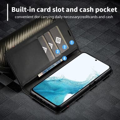 SKALO Samsung A26 5G LC.IMEEKE Carbon Fiber Plånboksfodral - Svart