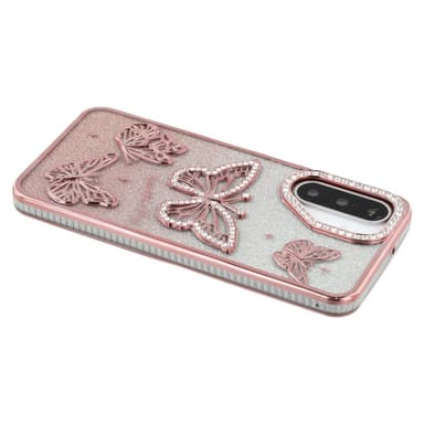 SKALO Samsung A26 5G Butterfly Rhinestones Skal - Rosa