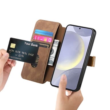 SKALO Samsung A26 5G SW-01 Retro PU-Läder Plånboksfodral - Brun