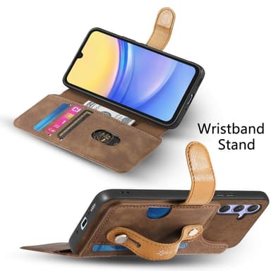 SKALO Samsung A26 5G SW-01 Retro PU-Läder Plånboksfodral - Brun