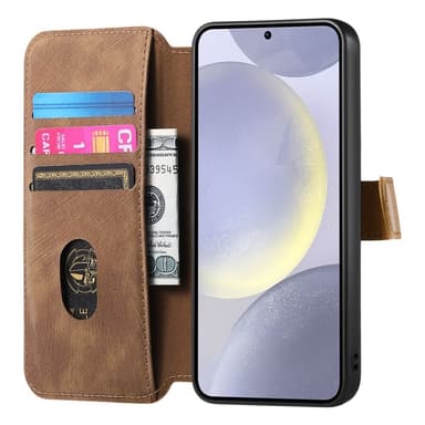 SKALO Samsung A26 5G SW-01 Retro PU-Läder Plånboksfodral - Brun