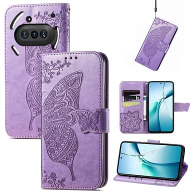 SKALO Nothing Phone (3a) 5G Mandala Butterfly Plånboksfodral - Lila