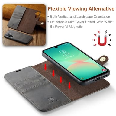 DG MING Samsung A26 5G 2-i-1 Magnet Plånboksfodral - Grå