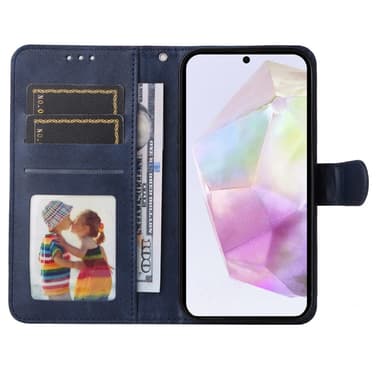 SKALO Samsung A56 5G PU-läder Plånboksfodral - Blå