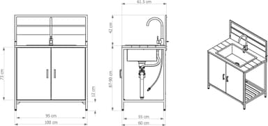 VARI Outdoor Kitchen Module 7.1 handfat med kran (svart)