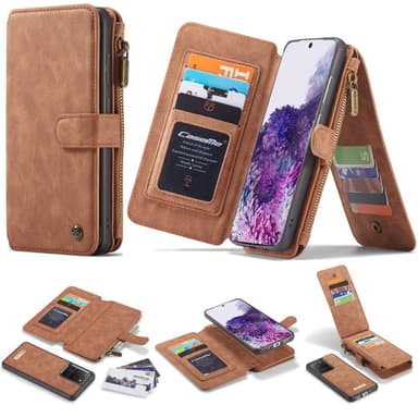 CASEME Samsung Galaxy S20 Ultra Retro läder plånboksfodral - Brun