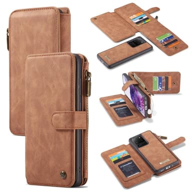CASEME Samsung Galaxy S20 Ultra Retro läder plånboksfodral - Brun