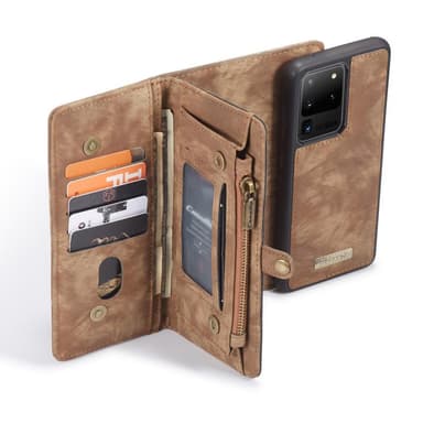 CASEME Samsung Galaxy S20 Ultra Retro läder plånboksfodral -Brun