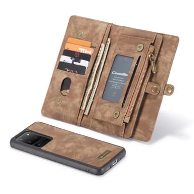 CASEME Samsung Galaxy S20 Ultra Retro läder plånboksfodral -Brun
