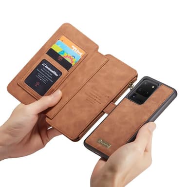 CASEME Samsung Galaxy S20 Ultra Retro läder plånboksfodral - Brun