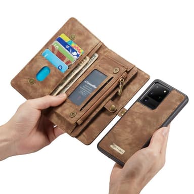 CASEME Samsung Galaxy S20 Ultra Retro läder plånboksfodral -Brun