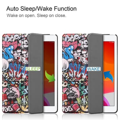 Apple iPad 10.2 Slim fit tri-fold fodral - Graffiti Pattern