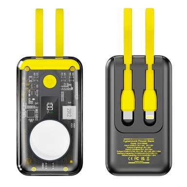 CyberPunk Bärbar laddare Powerbank 10000mAh 4-i-1 22.5W QC