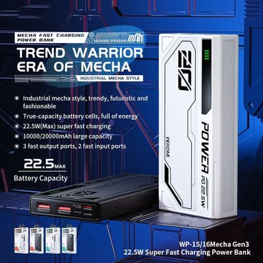 WEKOME WP-16 Mecha Gen3 22,5W Supersnabb laddning Power Bank 20000mAh