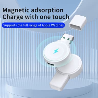 Trådlös Snabb laddare magnetisk för Apple Watch Series 1-8 USB-A