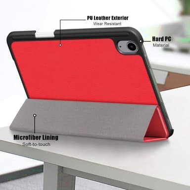 Apple iPad mini 6 (2021) Slim Fit Fodral Wake / Sleep - Röd