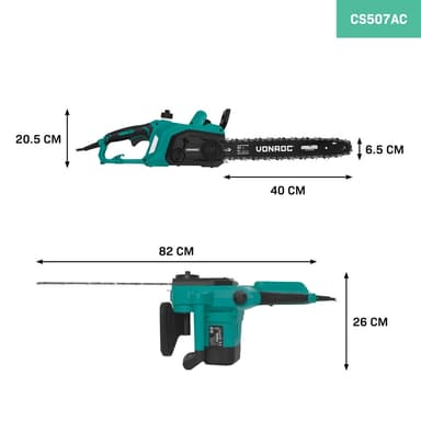 VONROC Motorsåg 2000W – 40 cm svärd – Självsmörjande kedja