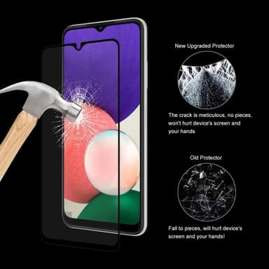 Samsung Galaxy A22 5G HAT PRINCE Heltäckande Härdat glas Svart