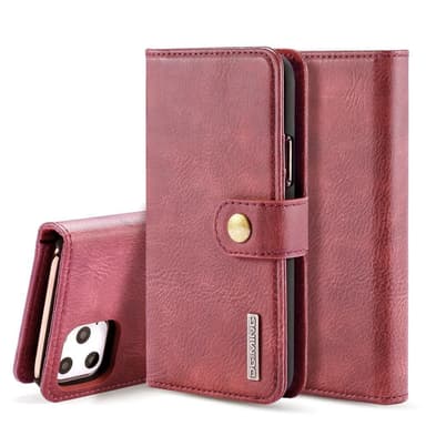 DG.MING iPhone 11 Pro Max Split Läder Plånboksfodral - Röd