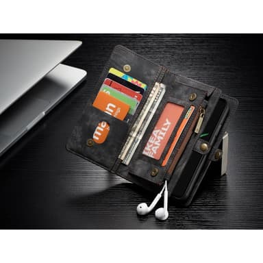 CASEME iPhone X / XS Retro Split läder plånboksfodral - Grå