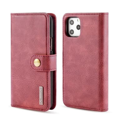 DG.MING iPhone 11 Pro Max Split Läder Plånboksfodral - Röd