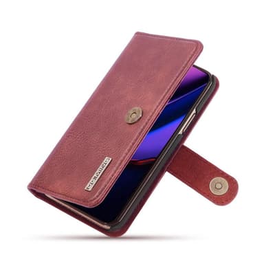 DG.MING iPhone 11 Pro Max Split Läder Plånboksfodral - Röd