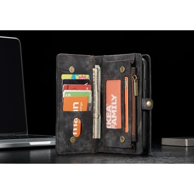 CASEME iPhone X / XS Retro Split läder plånboksfodral - Grå