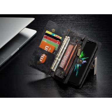 CASEME iPhone X / XS Retro Split läder plånboksfodral - Grå