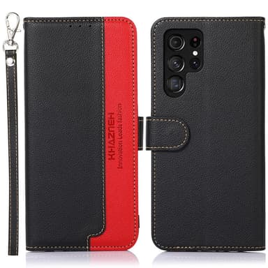 KHAZNEH Plånboksfodral till Samsung Galaxy S24 Ultra - Svart/Röd