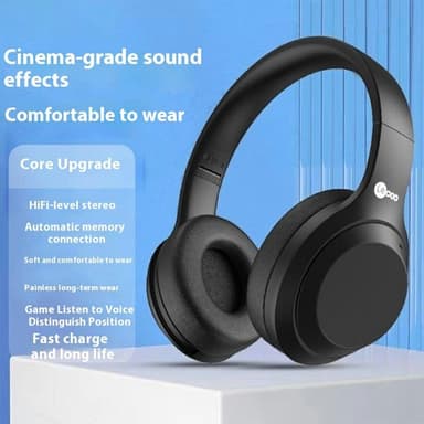 LENOVO Trådlösa Over-Ear hörlurar Hopfällbara Gaming Musik Bluetooth-headset - Svart