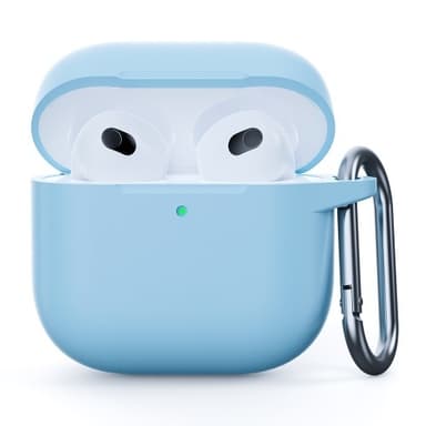 För AirPods 4 Silikonfodral Integrerat Bluetooth-hörlursskydd med krok - LjusBlå