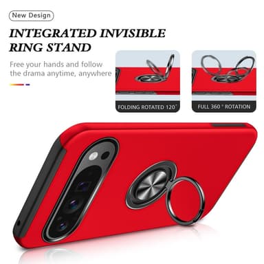Till Pixel 9 / Pixel 9 Pro Hybrid skal med Finger Ring - MörkBlå
