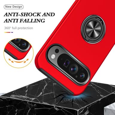 Till Pixel 9 / Pixel 9 Pro Hybrid skal med Finger Ring - MörkBlå