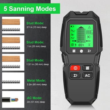 5 i 1 LCD Wall Stud Finder Edge Center Trä ström Metall AC Live Wire Detektor