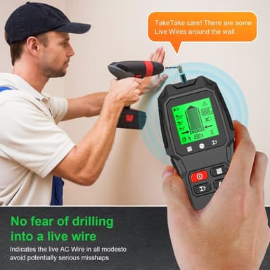 5 i 1 LCD Wall Stud Finder Edge Center Trä ström Metall AC Live Wire Detektor