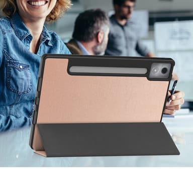 För Lenovo Idea Tab Pro Fodral Tri-Fold Stativ Skal med pennhållare - Rose Gold