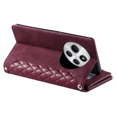 För Xiaomi Redmi 14C Zipper Wallet Case Rhombus Stitching Line Telefonfodral