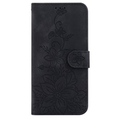 För Xiaomi Redmi 14C Fodral Ställ Plånboksfodral Blommönster - Svart